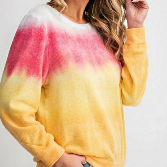 Tie Dye Horizontal Crew Neck Top - Picture 3 of 6